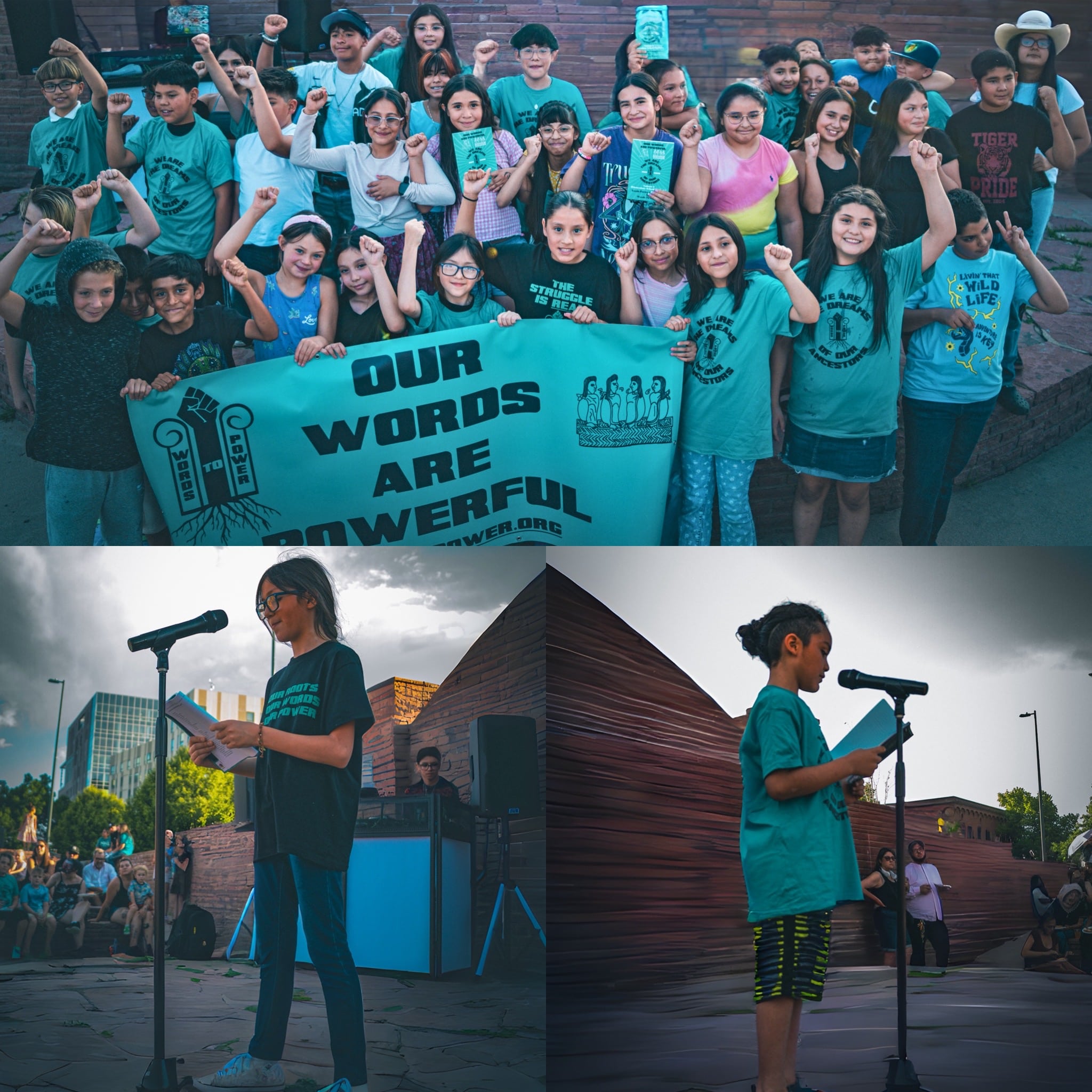 Elementary School Book Release 2025 Photos of elementary school poets at our book release event (reading poem and as a group)