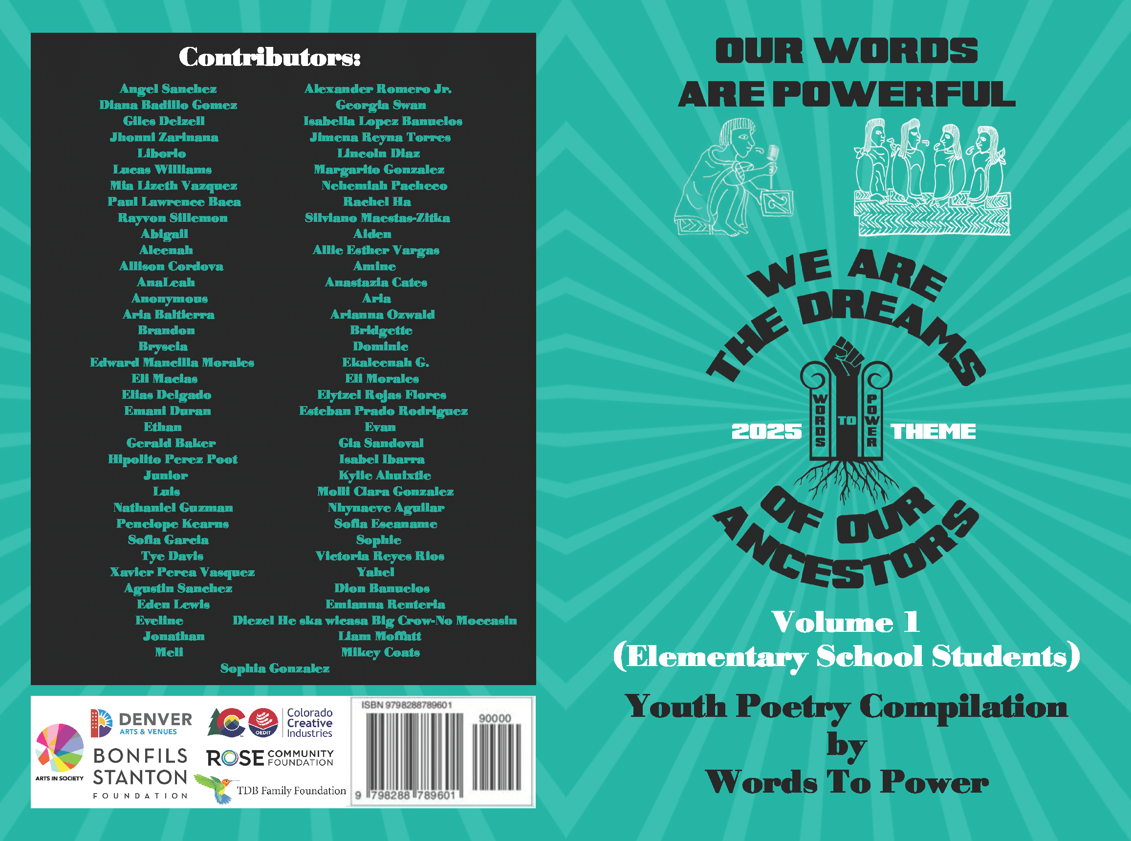 ElementaryBookCoverISBN Book cover of our 2025 youth-written poetry publication of elementary school students (theme: we are the dreams of our ancestors)