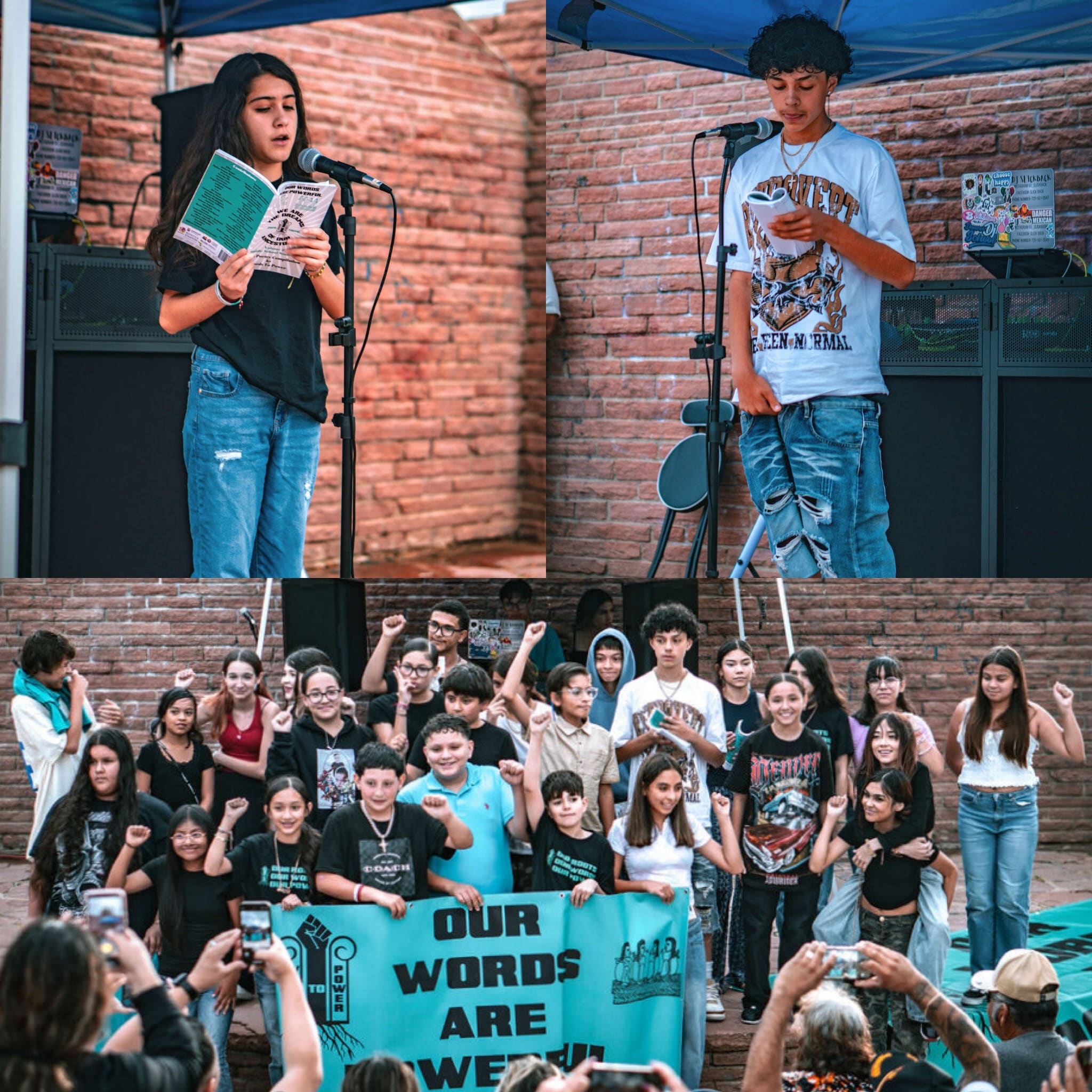 Middle School Book Release 2025 Photos of middle school poets at our book release event (reading poem and as a group)